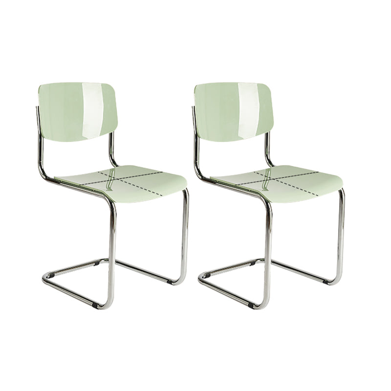 Industrial Armless Indoor Chair Plastic Open Back Side Chair with Metal Base