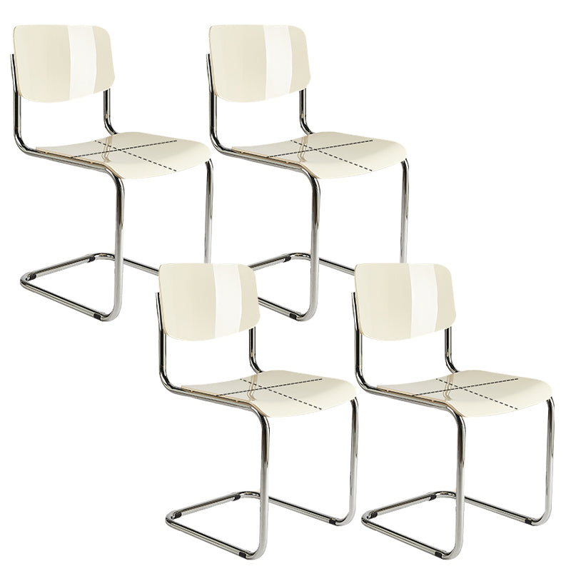 Industrial Armless Indoor Chair Plastic Open Back Side Chair with Metal Base