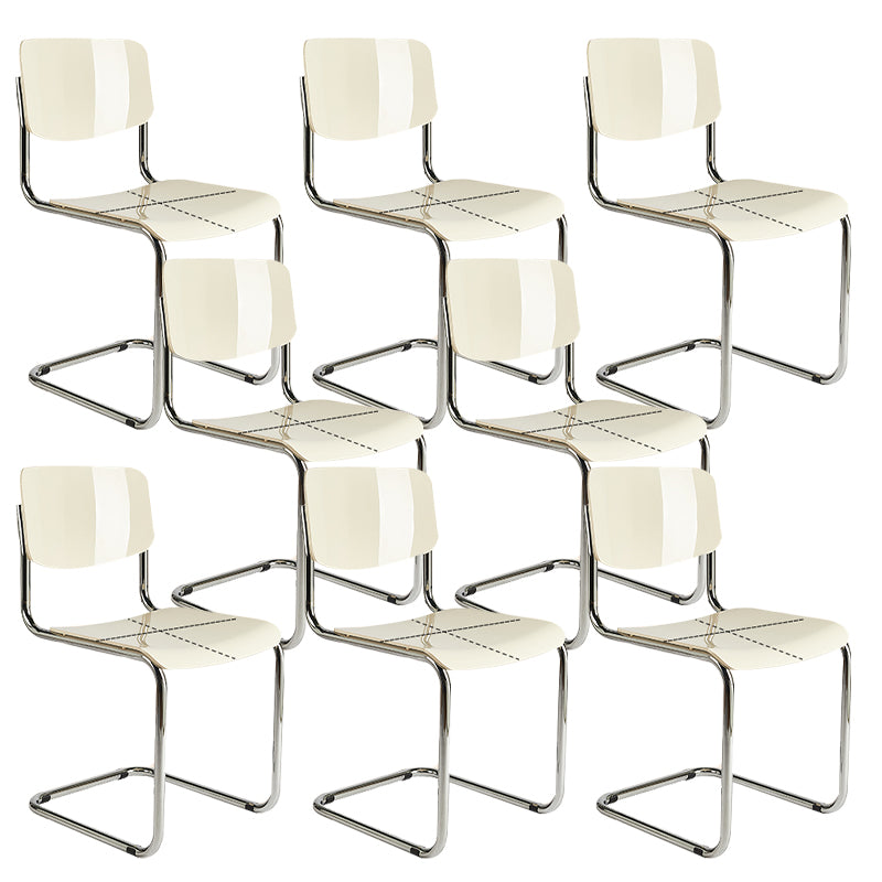 Industrial Armless Indoor Chair Plastic Open Back Side Chair with Metal Base