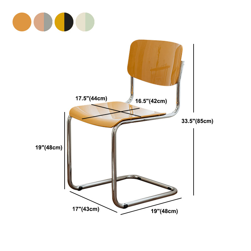 Industrial Armless Indoor Chair Plastic Open Back Side Chair with Metal Base