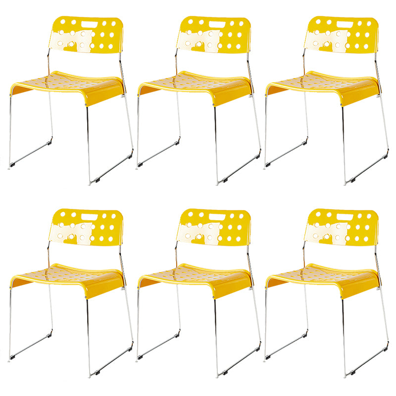 Industrial Armless Kitchen Chair Plastic Open Back Side Dining Chair with Metal Base