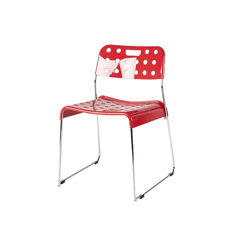 Industrial Armless Kitchen Chair Plastic Open Back Side Dining Chair with Metal Base