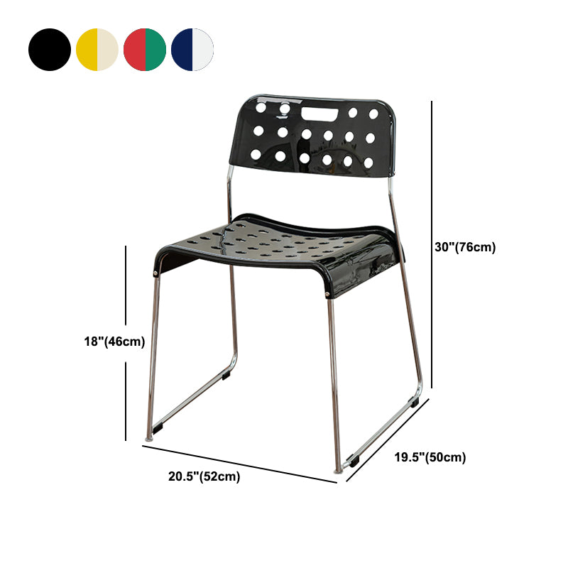 Industrial Armless Kitchen Chair Plastic Open Back Side Dining Chair with Metal Base