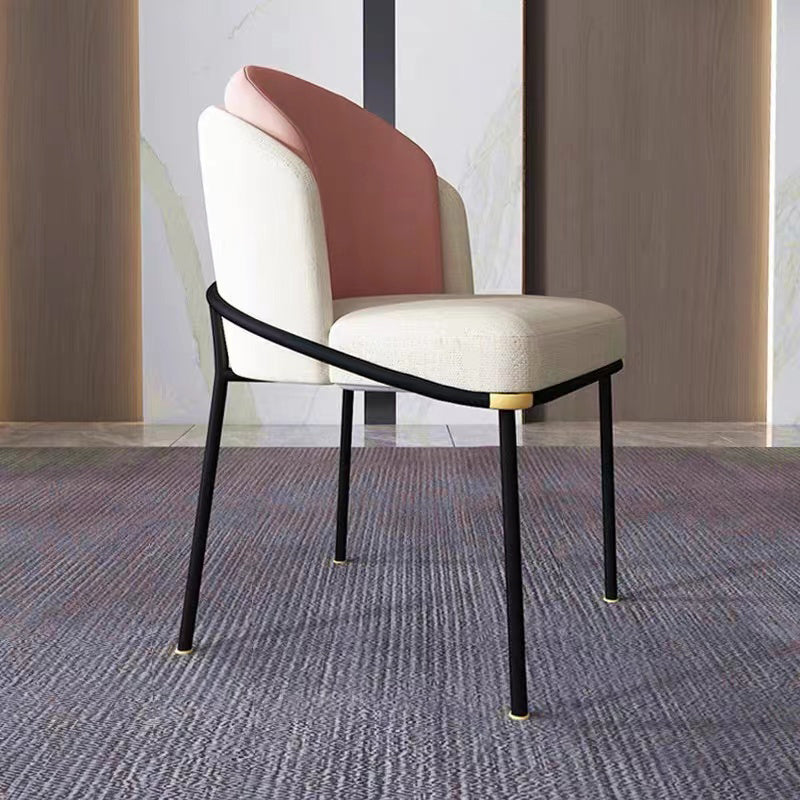 Modern Upholstered Armless Chair Fabric Dining Chair with Metal Base for Restaurant
