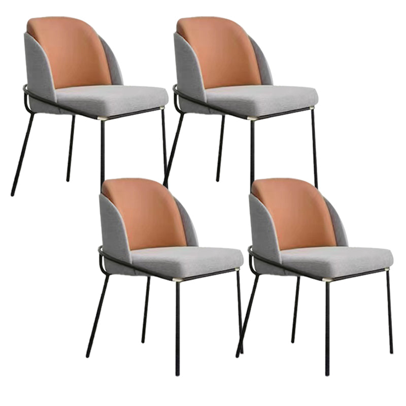 Modern Upholstered Armless Chair Fabric Dining Chair with Metal Base for Restaurant