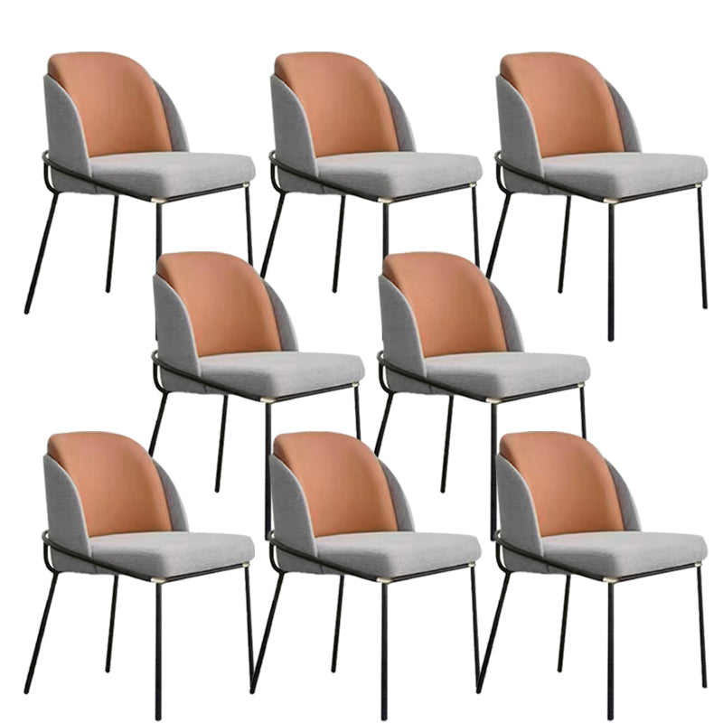 Modern Upholstered Armless Chair Fabric Dining Chair with Metal Base for Restaurant