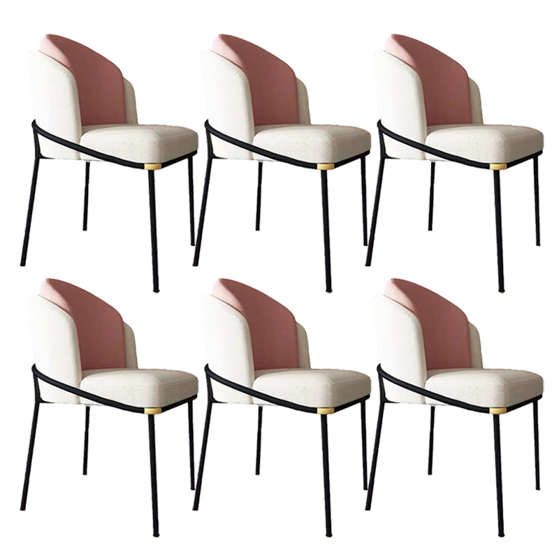 Modern Upholstered Armless Chair Fabric Dining Chair with Metal Base for Restaurant