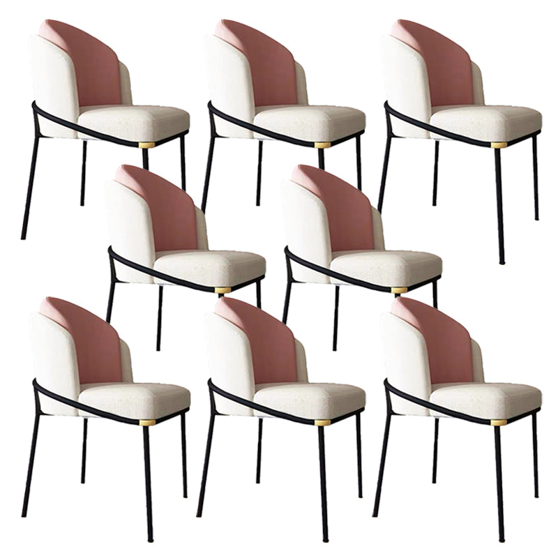Modern Upholstered Armless Chair Fabric Dining Chair with Metal Base for Restaurant