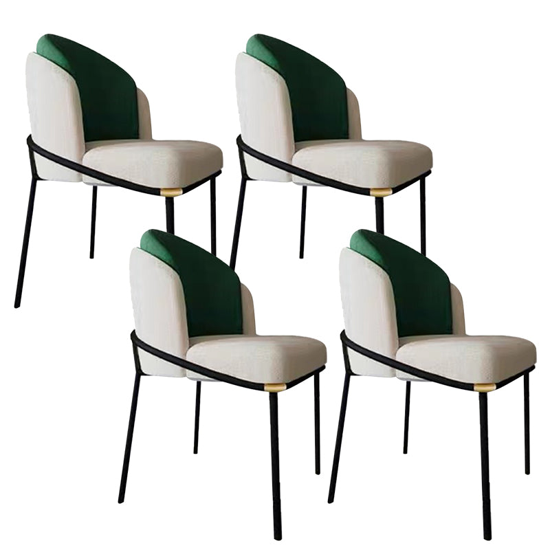 Modern Upholstered Armless Chair Fabric Dining Chair with Metal Base for Restaurant
