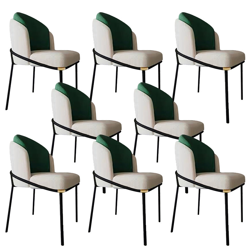 Modern Upholstered Armless Chair Fabric Dining Chair with Metal Base for Restaurant