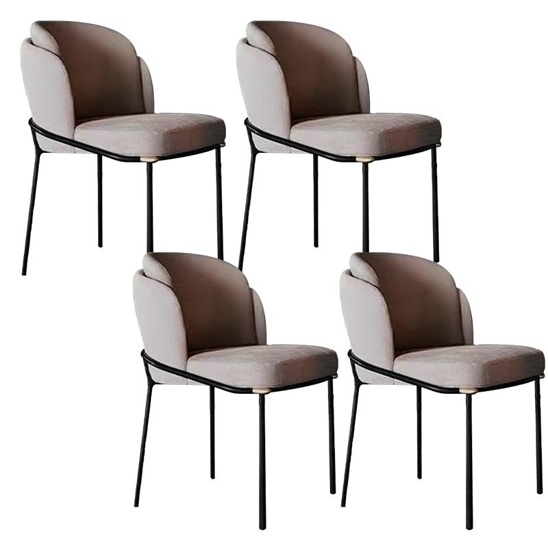 Modern Upholstered Armless Chair Fabric Dining Chair with Metal Base for Restaurant