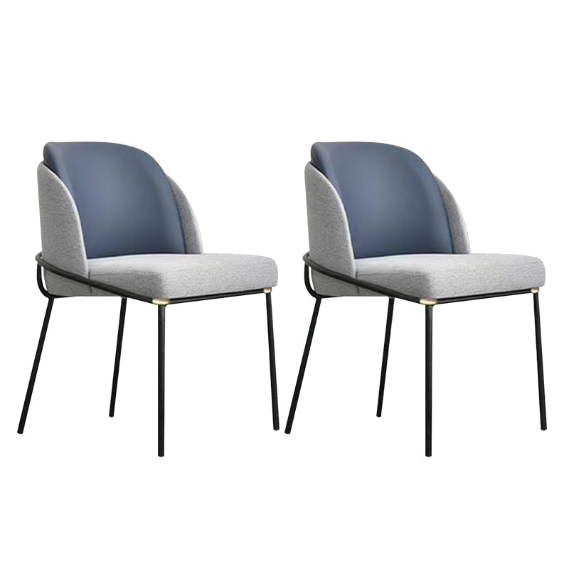 Modern Upholstered Armless Chair Fabric Dining Chair with Metal Base for Restaurant
