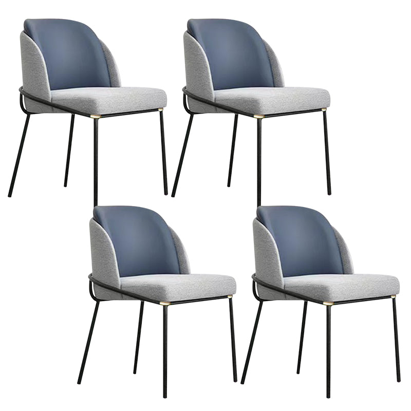 Modern Upholstered Armless Chair Fabric Dining Chair with Metal Base for Restaurant