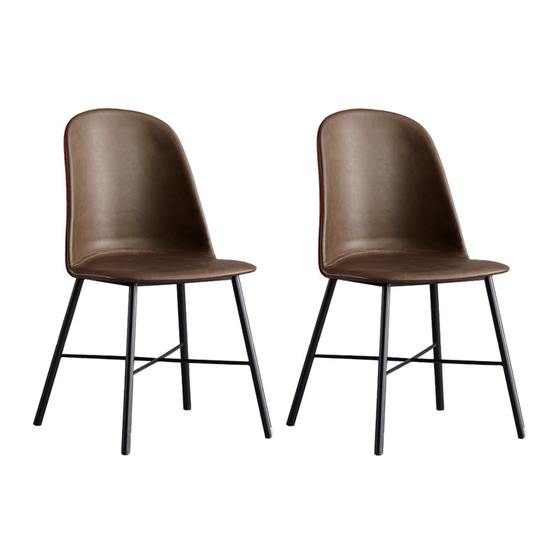 Modern Upholstered Armless Chair Leather Dining Chair with Metal Base