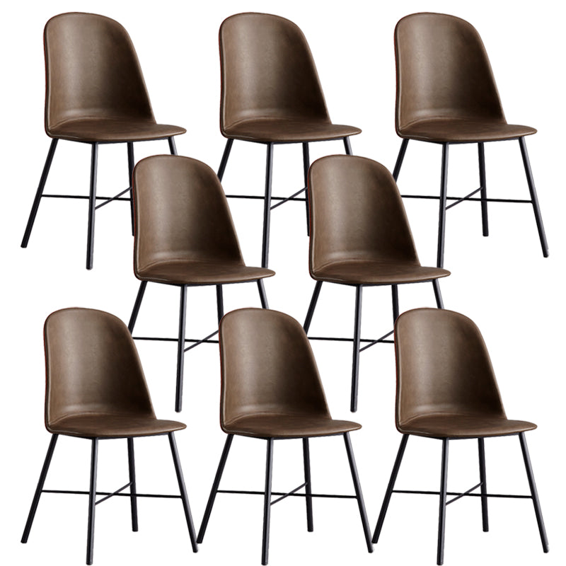 Modern Upholstered Armless Chair Leather Dining Chair with Metal Base
