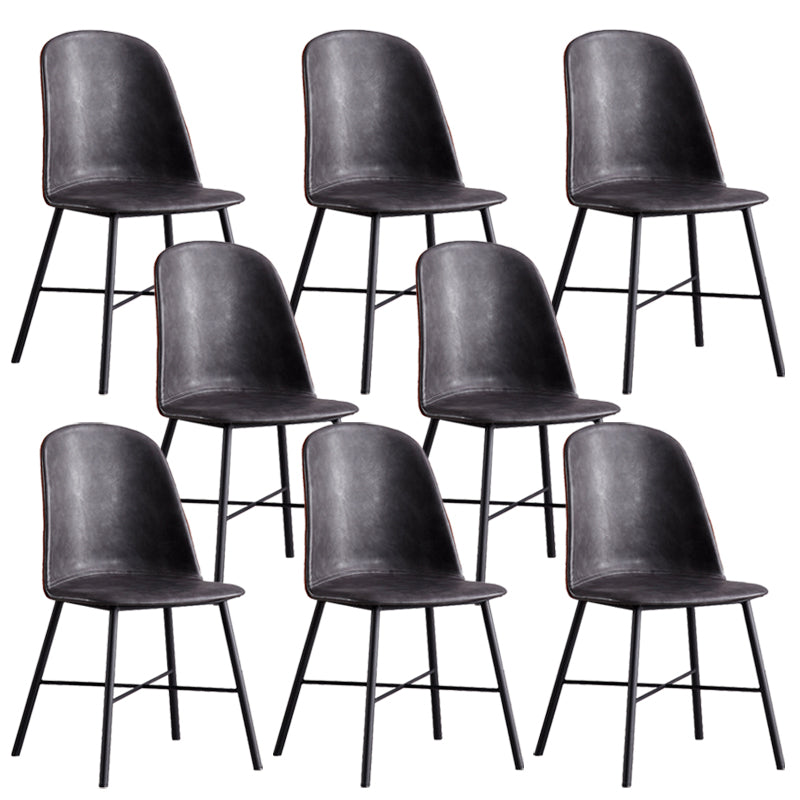 Modern Upholstered Armless Chair Leather Dining Chair with Metal Base