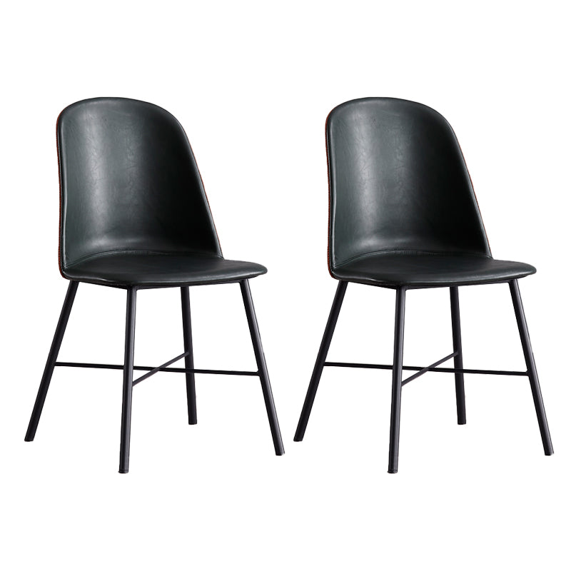 Modern Upholstered Armless Chair Leather Dining Chair with Metal Base