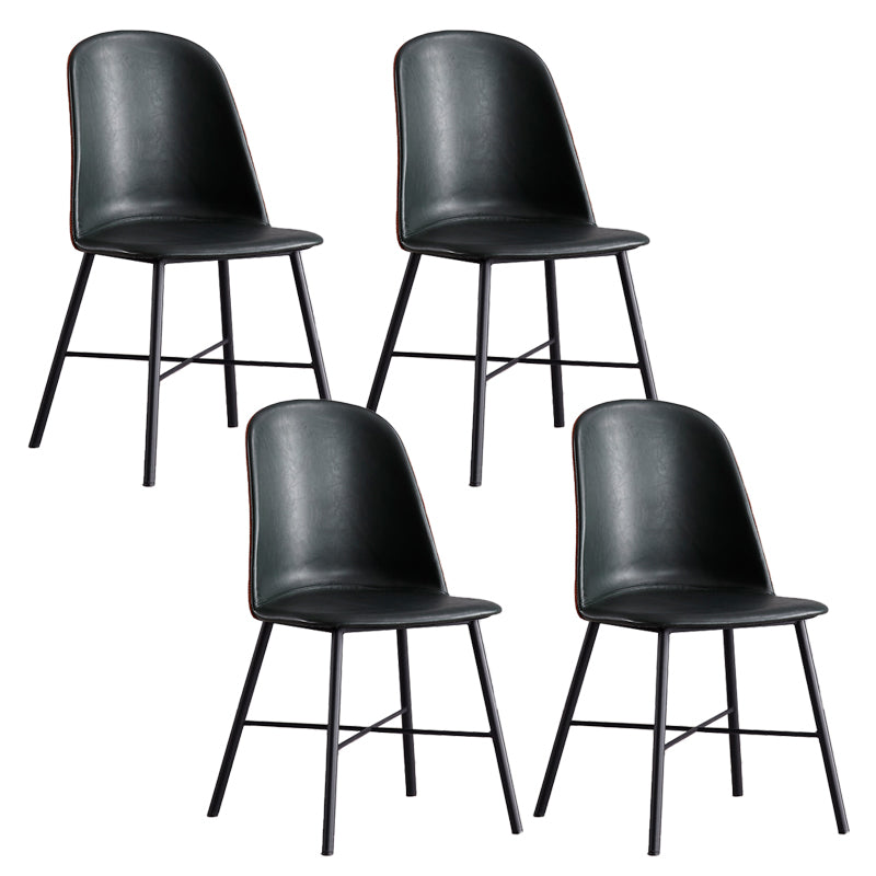 Modern Upholstered Armless Chair Leather Dining Chair with Metal Base