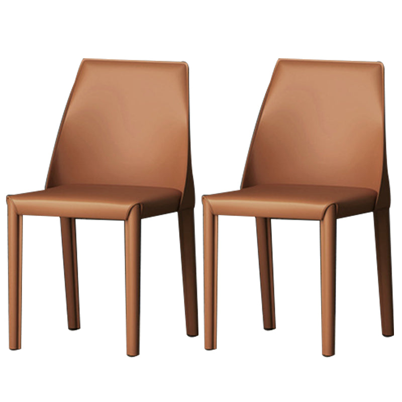 Upholstered Side Chair Modern Faux Leather Armless Dining Chairs