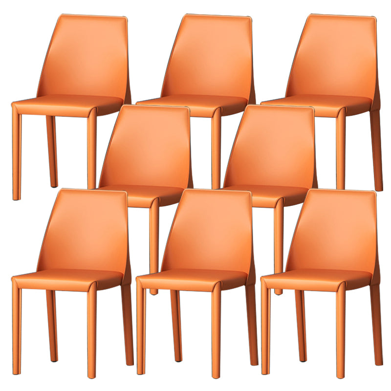 Upholstered Side Chair Modern Faux Leather Armless Dining Chairs