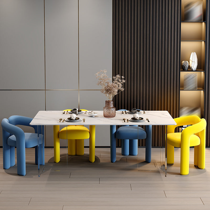 Modern Style Upholstered Dining Armchair Open Back Dining Arm Chair