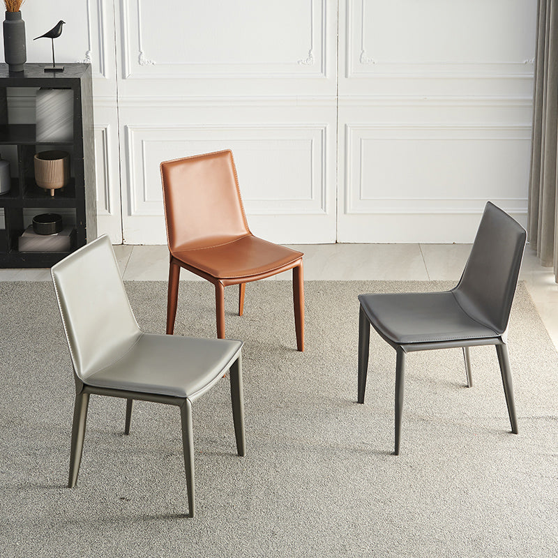 Faux Leather Matte Finish Dining Chair Modern Solid Back Side Chair