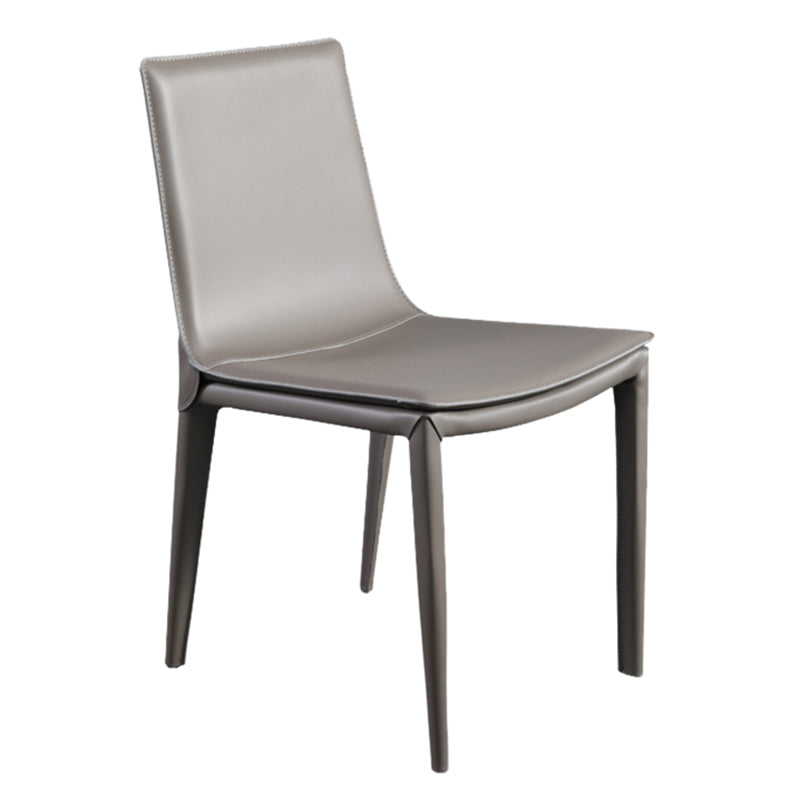 Faux Leather Matte Finish Dining Chair Modern Solid Back Side Chair