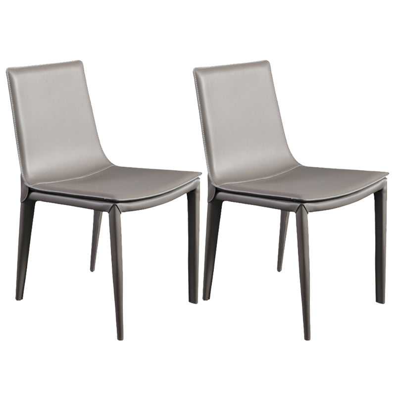 Faux Leather Matte Finish Dining Chair Modern Solid Back Side Chair