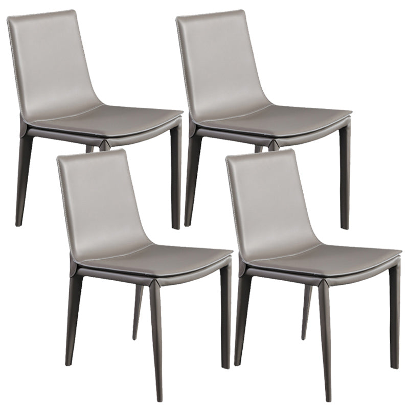 Faux Leather Matte Finish Dining Chair Modern Solid Back Side Chair