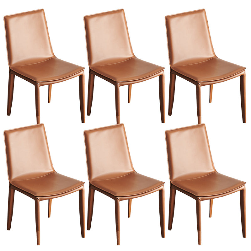 Faux Leather Matte Finish Dining Chair Modern Solid Back Side Chair