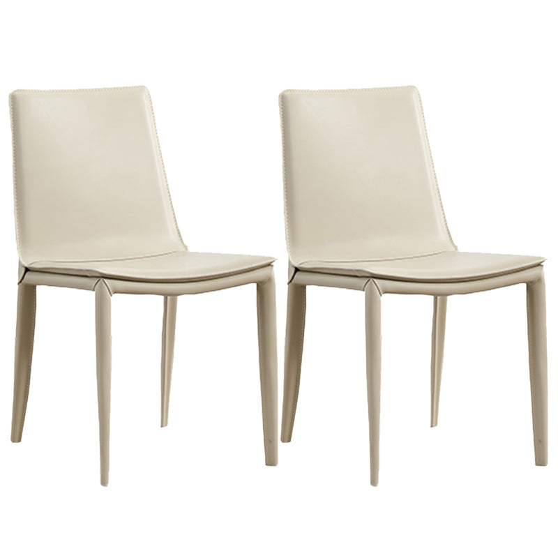 Faux Leather Matte Finish Dining Chair Modern Solid Back Side Chair