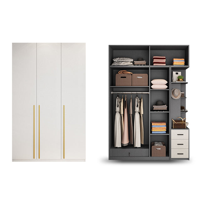 White Colour Wooden Wardrobe Contemporary Style Wardrobe Closet for Home