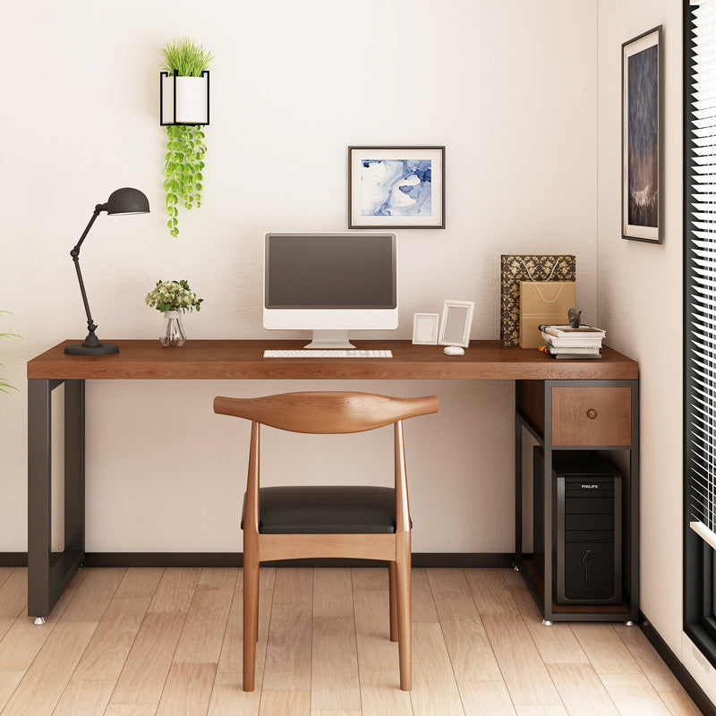 Contemporary Solid Wood Office Desk 30-inch H Computer Desk in Brown