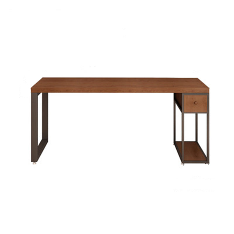 Contemporary Solid Wood Office Desk 30-inch H Computer Desk in Brown