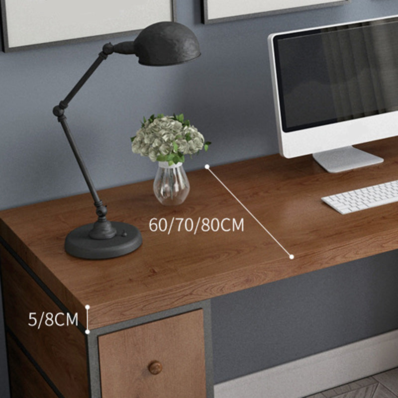 Contemporary Solid Wood Office Desk 30-inch H Computer Desk in Brown