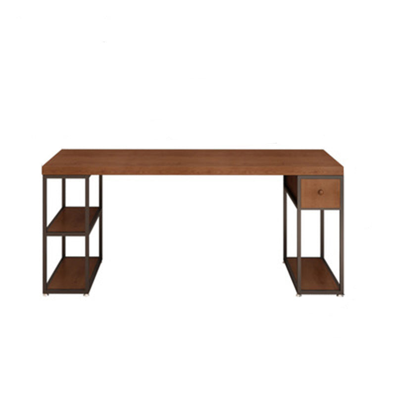 Contemporary Solid Wood Office Desk 30-inch H Computer Desk in Brown