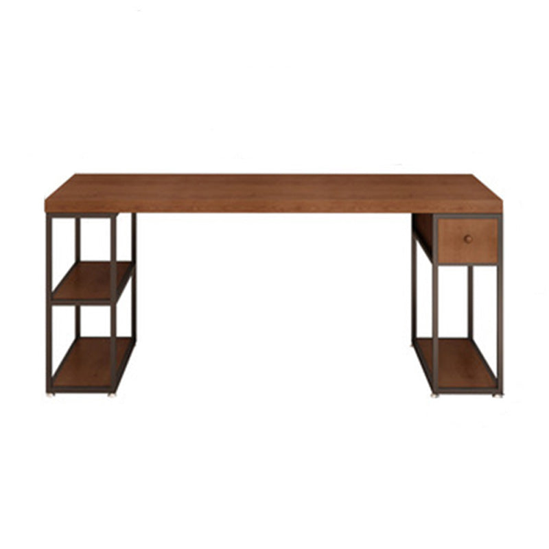 Contemporary Solid Wood Office Desk 30-inch H Computer Desk in Brown
