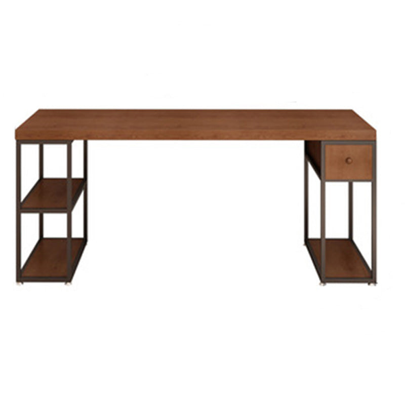 Contemporary Solid Wood Office Desk 30-inch H Computer Desk in Brown