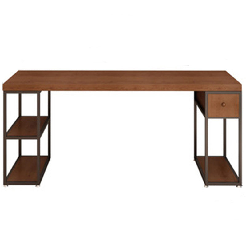 Contemporary Solid Wood Office Desk 30-inch H Computer Desk in Brown