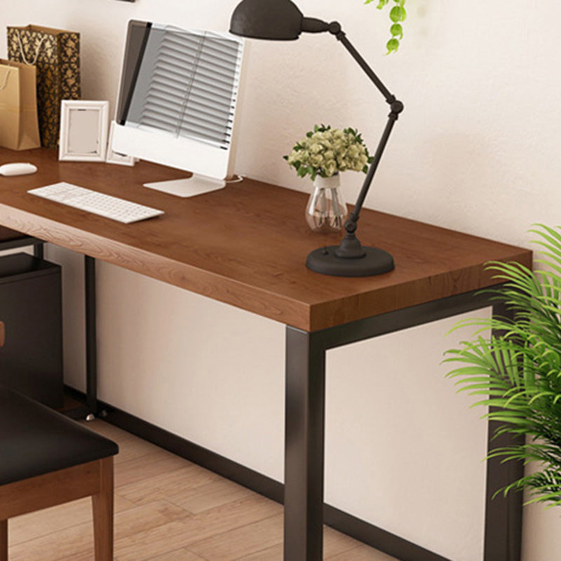 Contemporary Solid Wood Office Desk 30-inch H Computer Desk in Brown
