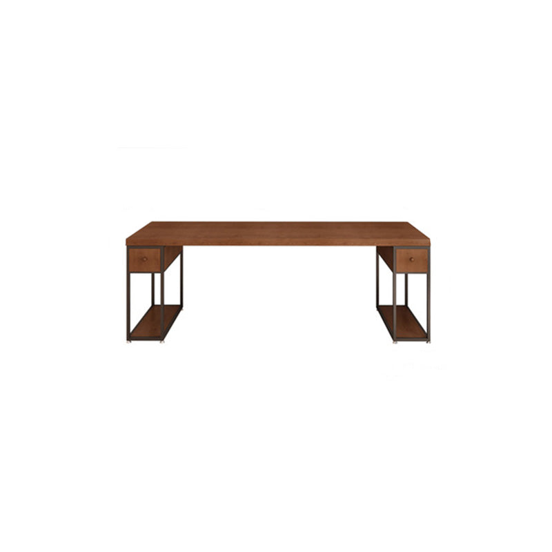 Contemporary Solid Wood Office Desk 30-inch H Computer Desk in Brown