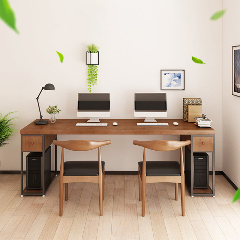 Contemporary Solid Wood Office Desk 30-inch H Computer Desk in Brown