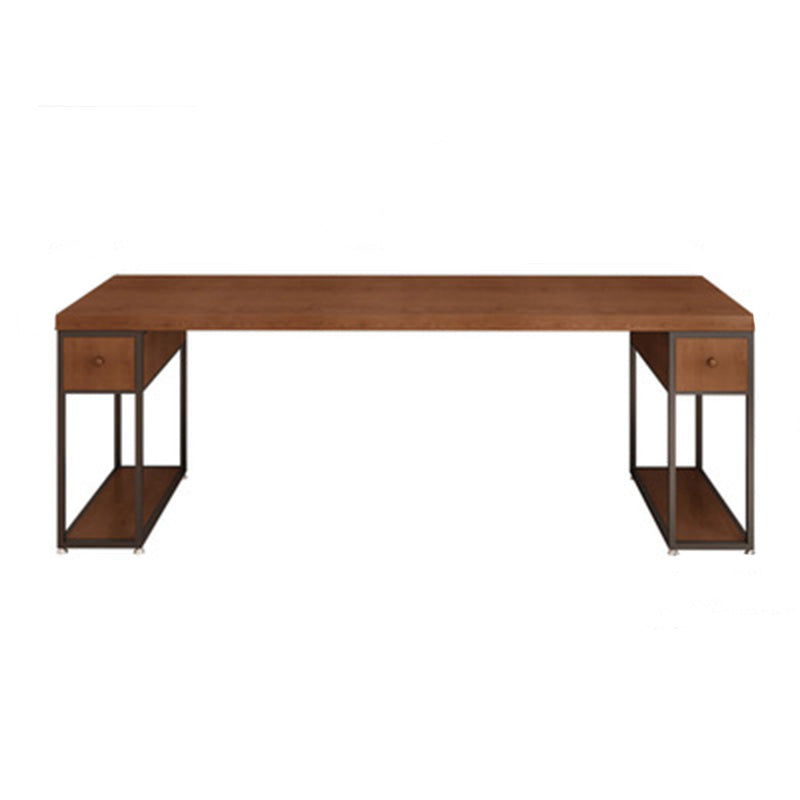 Contemporary Solid Wood Office Desk 30-inch H Computer Desk in Brown
