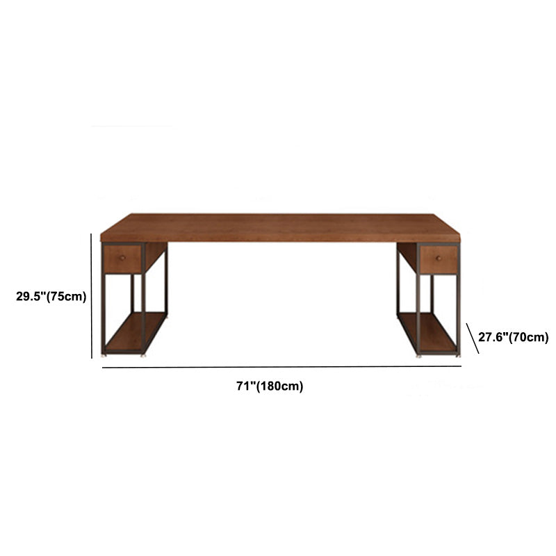 Contemporary Solid Wood Office Desk 30-inch H Computer Desk in Brown