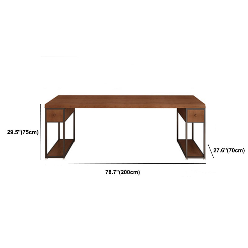 Contemporary Solid Wood Office Desk 30-inch H Computer Desk in Brown