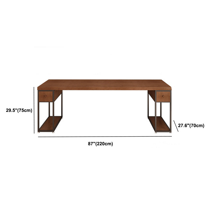 Contemporary Solid Wood Office Desk 30-inch H Computer Desk in Brown