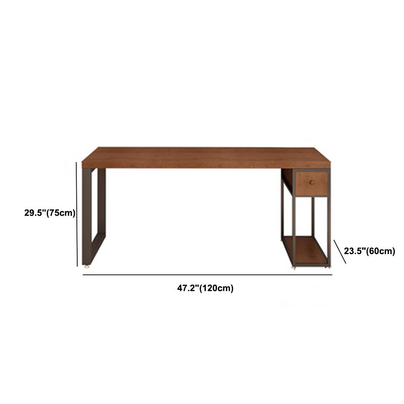 Contemporary Solid Wood Office Desk 30-inch H Computer Desk in Brown
