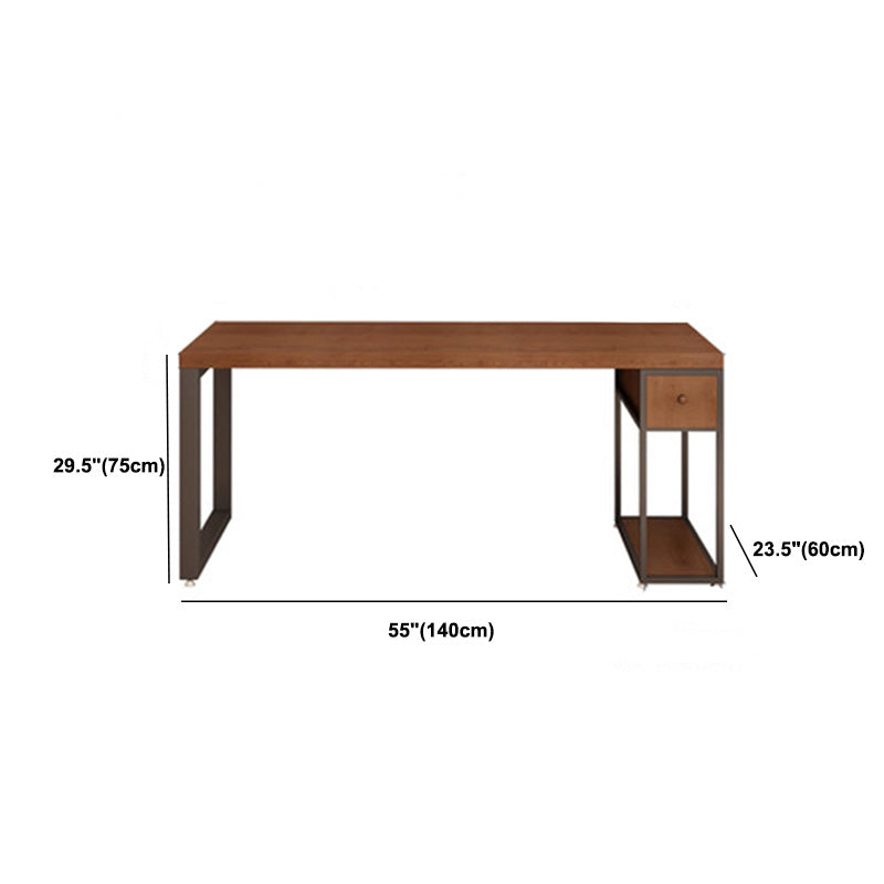 Contemporary Solid Wood Office Desk 30-inch H Computer Desk in Brown