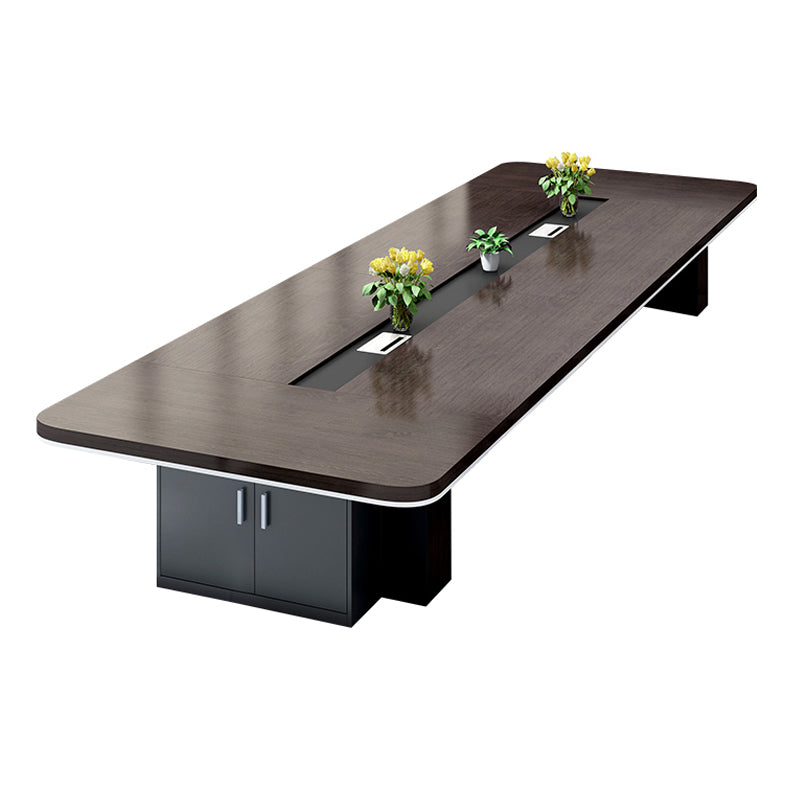 Contemporary Office Desk Black Cable Management Wooden Writing Desk