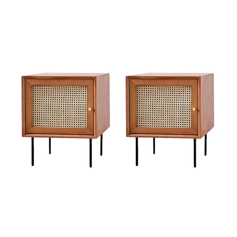 Solid Wood Bed Nightstand Contemporary Night Table with Cabinets